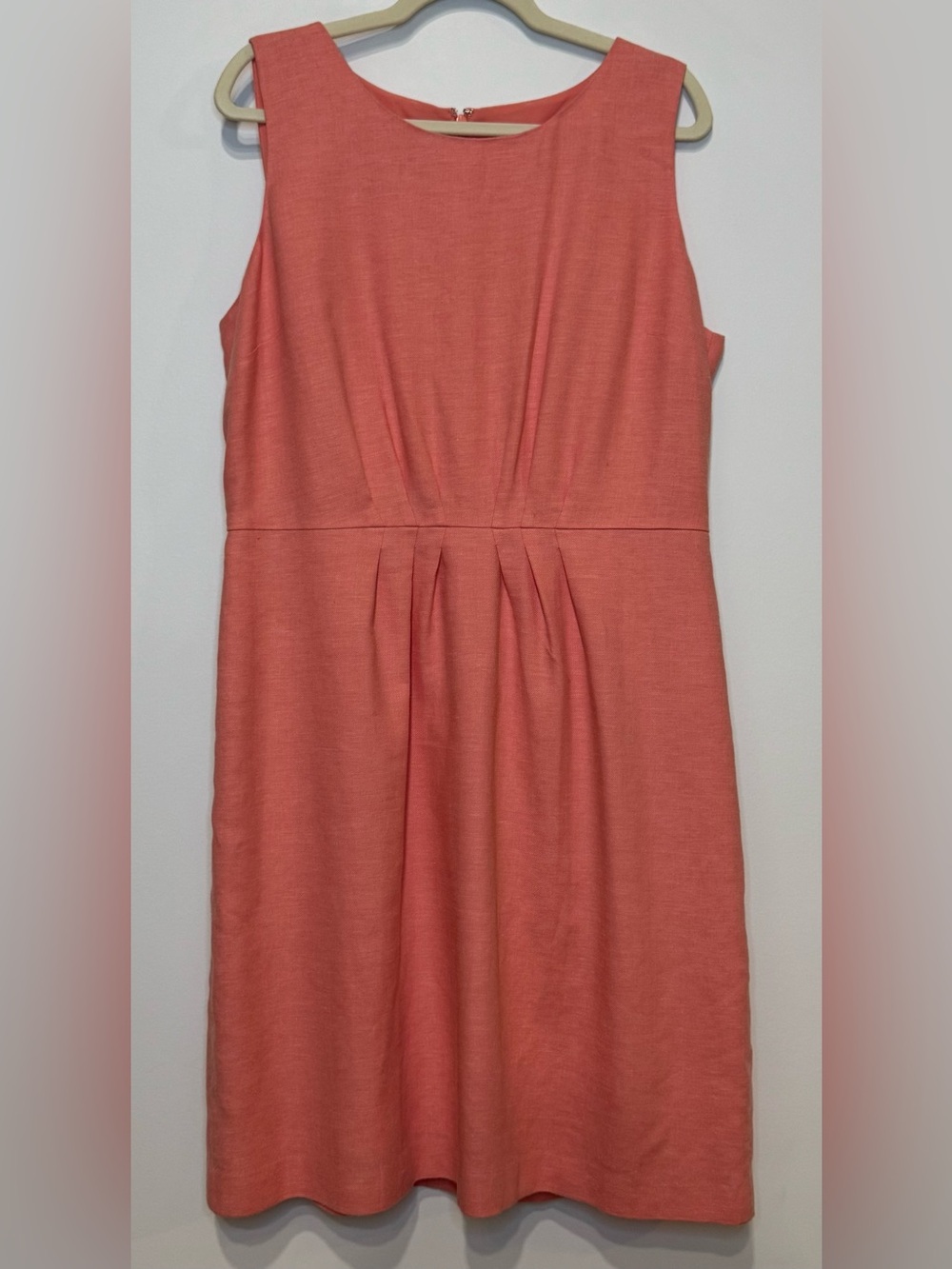 NEW Talbots Linen Blend Sleeveless Pleated Waist Dress Peach Coral Size 16